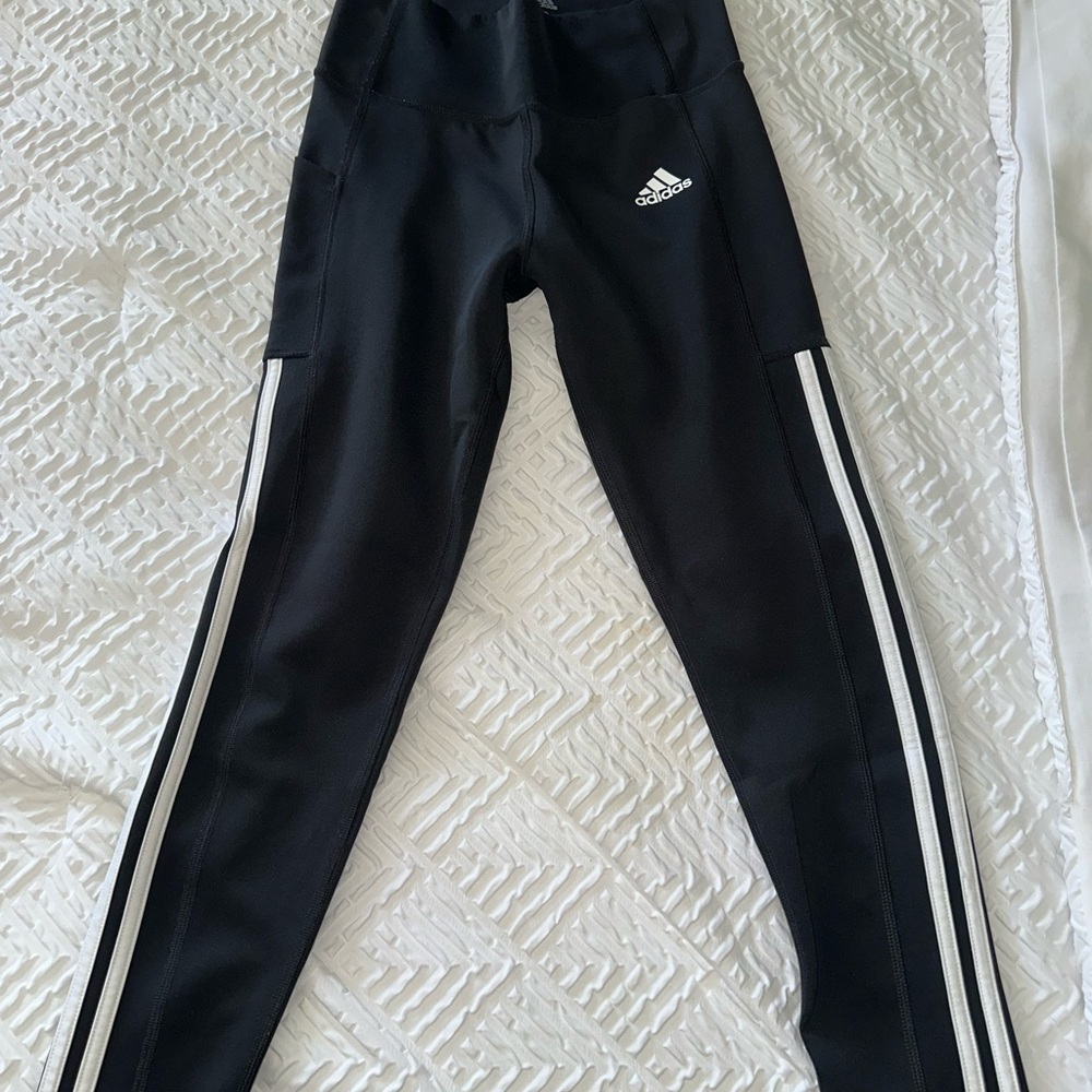 Adidas Women Black Joggers with White Stripes - Picture 4 of 7